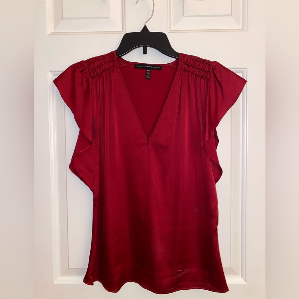 WHBM • Deep Red Silk Blouse